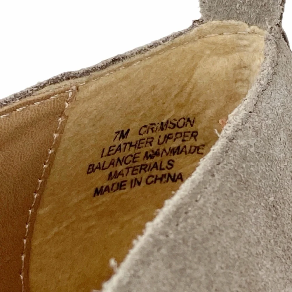 Crown Vintage Crimson Espadrille Shoes Tan Suede Leather Slip On Platform Size 7